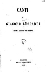 Cover of: Canti di Giacomo Leopardi.