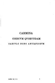 Cover of: Carmina in codicibvs scripta by Alexander Riese