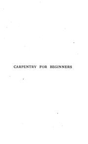 Cover of: Carpentry for beginners