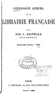 Cover of: Catalogue annuel de la librairie française pour 1893[-1898 by Daniel Jordell