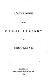 Cover of: Catalogue of the Public library of Brookline.