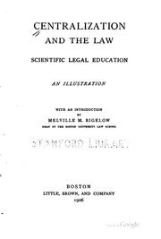 Cover of: Centralization and the law