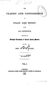 Cover of: classic and connoisseur in Italy and Sicily: with an appendix containing an abriged translation of Lanzi's Storia pittorica.