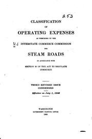 Cover of: Classification of operating expenses as prescribed by the Interstate commerce commission for steam roads in accordance with section 20 of the Act to regulate commerce.