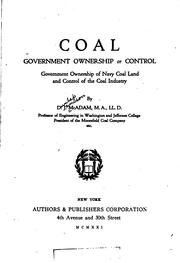 Cover of: Coal, government ownership or control by Dunlap Jamison McAdam