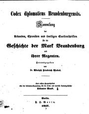 Cover of: Codex diplomaticus brandenburgensis.