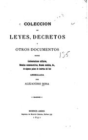 Cover of: Coleccion de leyes by Alejandro Rosa