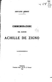 Cover of: Commemorazione del barone Achille de Zigno