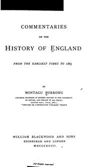 Cover of: Commentaries on the history of England. by Montagu Burrows