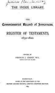 The commissariot record of Inverness by Inverness (Commissariot)