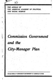 Cover of: Commission government and city-manager plan