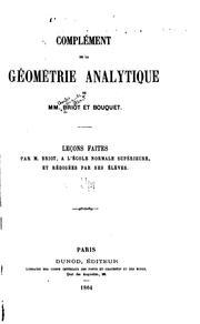 Cover of: Complément de la Géométrie analytique