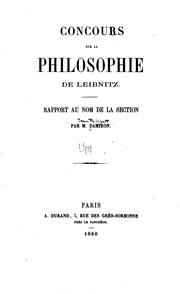 Cover of: Concours sur la philosophie de Leibnitz. by Jean Philibert Damiron