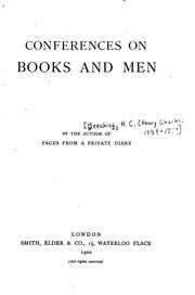 Cover of: Conferences on books and men