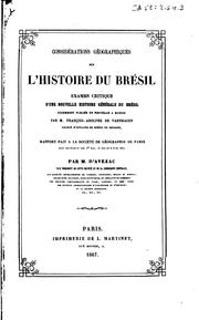 Cover of: Considérations géographiques sur l'histoire du Brésil