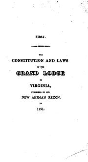 Cover of: constitution and regulations of the society of ancient masons