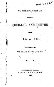 Cover of: Correspondence between Schiller and Goethe by Friedrich Schiller
