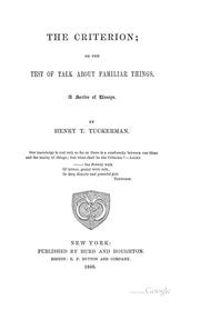 Cover of: The criterion by Henry T. Tuckerman