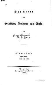 Cover of: Das leben des ministers freiherrn vom Stein by Georg Heinrich Pertz