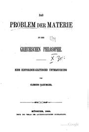 Cover of: Das problem der materie in der griechischen philosophie.