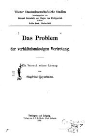 Cover of: Das problem der verhältnismässigen vertretung. by Siegfried Geyerhahn