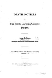 Cover of: Death notices in the South Carolina gazette, 1732-1775