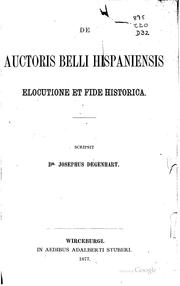 Cover of: De auctoris Belli Hispaniensis elocutione et fide historica...