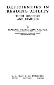 Cover of: Deficencies in reading ability | Clarence Truman Gray