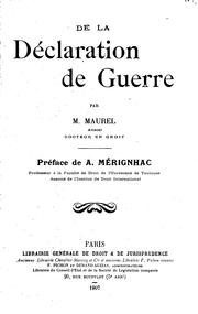 Cover of: De la déclaration de guerre by Marius Maurel