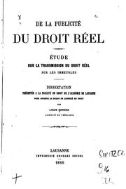 De la publicité du droit réel by Louis Berdez