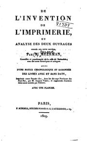 Cover of: De l'invention de l'imprimerie