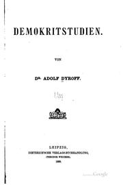 Cover of: Demokritstudien.