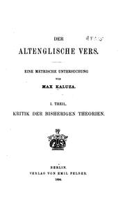 Cover of: Der altenglische vers.