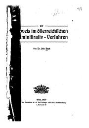Cover of: Der beweis im österreichischen administrativ-verfahren by Otto Back