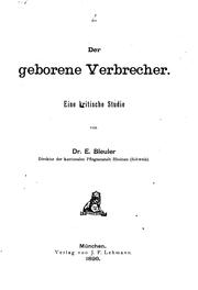 Cover of: Der geborene verbrecher. by Eugen Bleuler