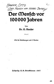 Cover of: Der mensch vor 100000 jahren