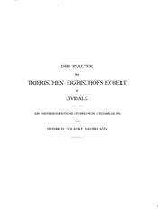 Cover of: Der psalter erzbischof Egberts von Trier, Codex Gertrudianus, in Cividale by Sauerland, Heinrich Volbert ed