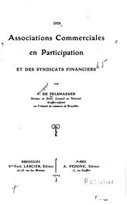 Cover of: Des associations commerciales en participation et des syndicats financiers