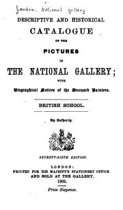 Cover of: Descriptive and historical catalogue of the pictures in the National gallery by London. National gallery