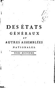 Cover of: Des États généraux et autres assemblées nationales ...