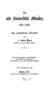 Cover of: Die alte universtität Münster 1773-1818. by Anton Pieper