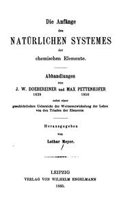 Cover of: anfänge des natürlichen systemes der chemischen elemente.