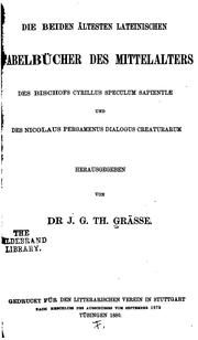 Cover of: Die beiden ältesten lateinischen fabelbücher des mittelalters