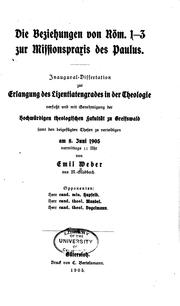 Cover of: Die beziehungen von Röm. by Hans Emil Weber