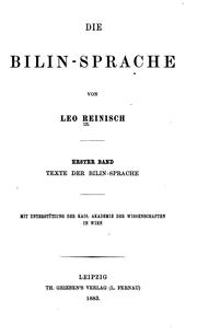 Cover of: Die Bilin-sprache by Leo Reinisch