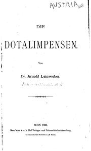 Cover of: Die dotalimpensen. by Arnold Leinweber