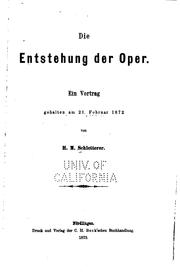 Cover of: Die entstehung der oper. by Hans Michel Schletterer