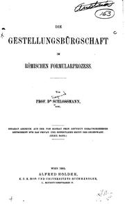 Cover of: Die gestellungsbürgschaft im römischen formularprozess by Siegmund Schlossmann
