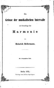 Cover of: grösse der musikalischen intervalle als grundlage der harmonie