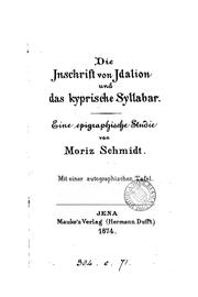 Cover of: Die inschrift von Idalion und das kyprische syllabar.